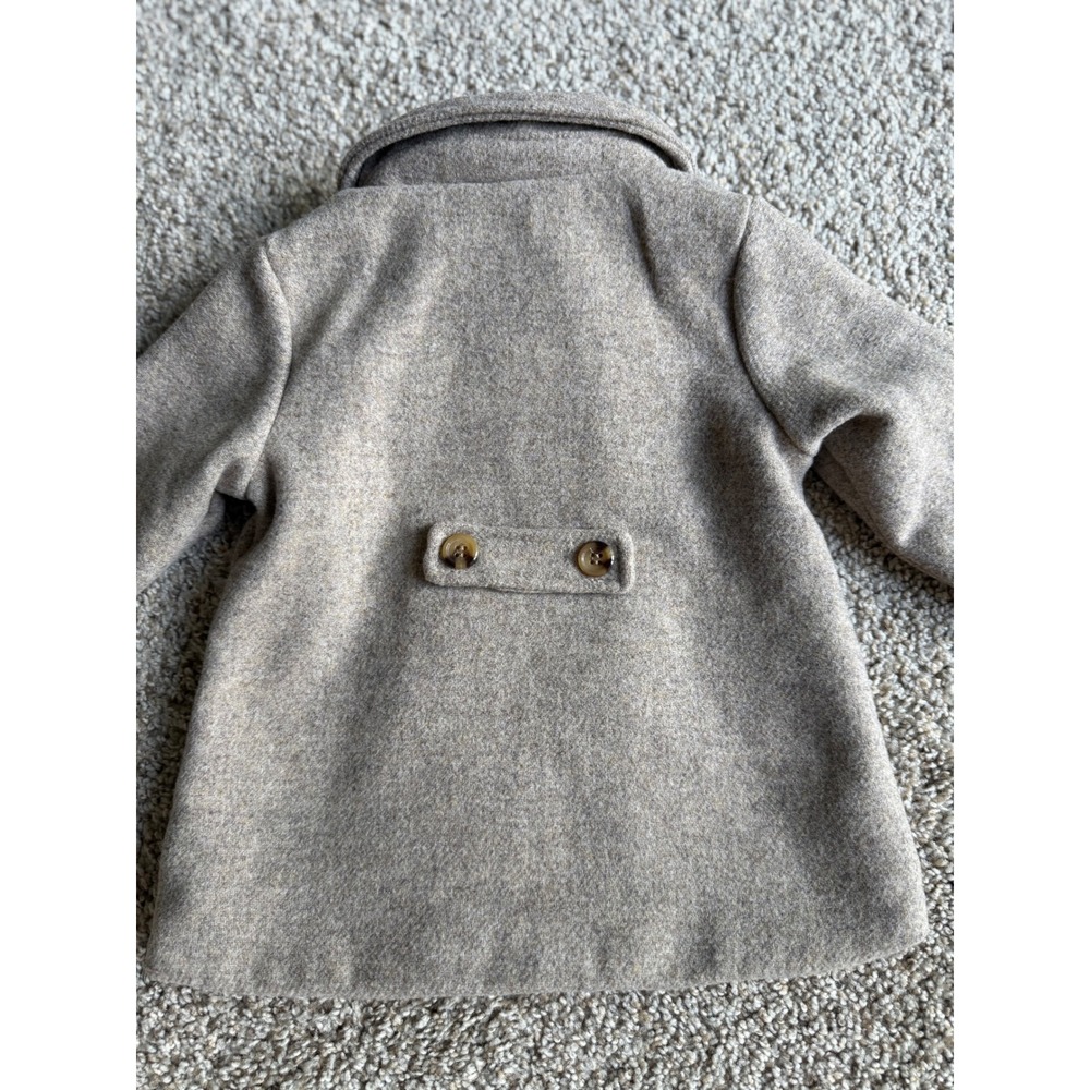 H&M Baby girl Pea Coat Wool Blend Double Breasted Jacket Beige 9 months NEW - Picture 2 of 8
